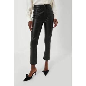 Veronica Beard Women's Carly Vegan Leather Kick Flare Pants Black Size 29 NWT